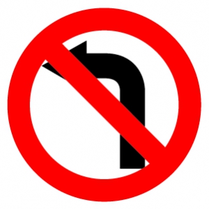 Знак Поворот налево запрещен