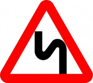 Знак Опасные повороты налево