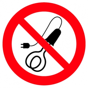Знак Запрещается пользоваться электронагревательными приборами