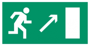 Знак Направление к эвакуационному выходу направо вверх