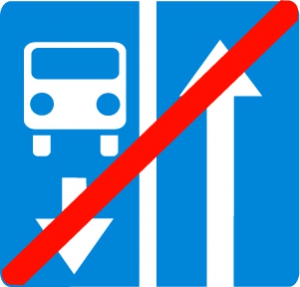 Знак Конец дороги с полосой для маршрутных транспортных средств