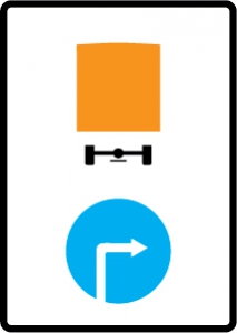 Знак Направление движения транспортных средств с опасными грузами направо