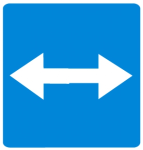 Знак Выезд на дорогу с реверсивным движением