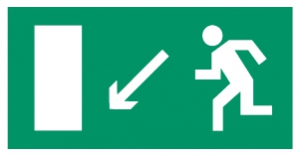 Знак Направление к эвакуационному выходу налево вниз
