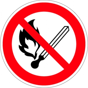 Знак Не курить (Запрещается пользоваться открытым огнем и курить)
