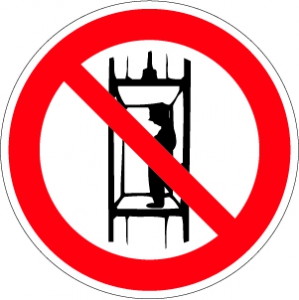 Знак Запрещается подъем (спуск) людей по шахтному стволу (запрещается транспортировка пассажиров)
