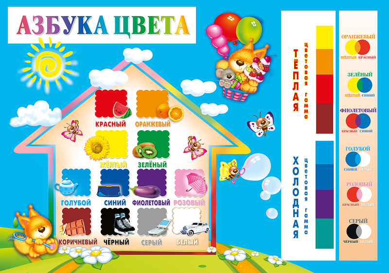 Обучающий стенд для детского сада "Азбука цвета"