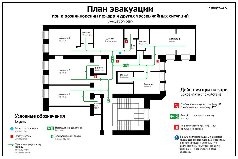 План эвакуации из квартиры жилого дома