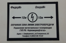 Знаки безопасности для различных участков газопроводов